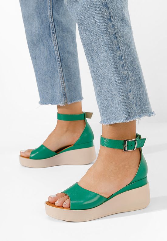 Zielone sandały na platformie skórzane Salegia, Rozmiary: 36 - zapatos