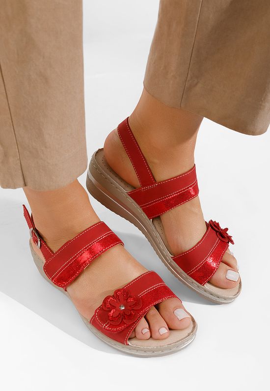 Czerwone sandały na koturnie Perira, Rozmiary: 40 - zapatos