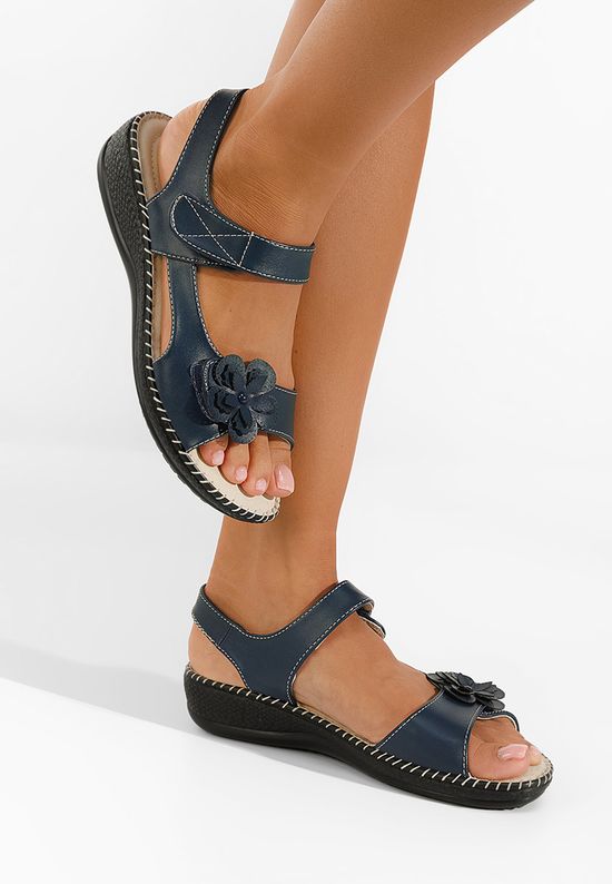 Granatowe sandały płaski Serva, Rozmiary: 36 - zapatos