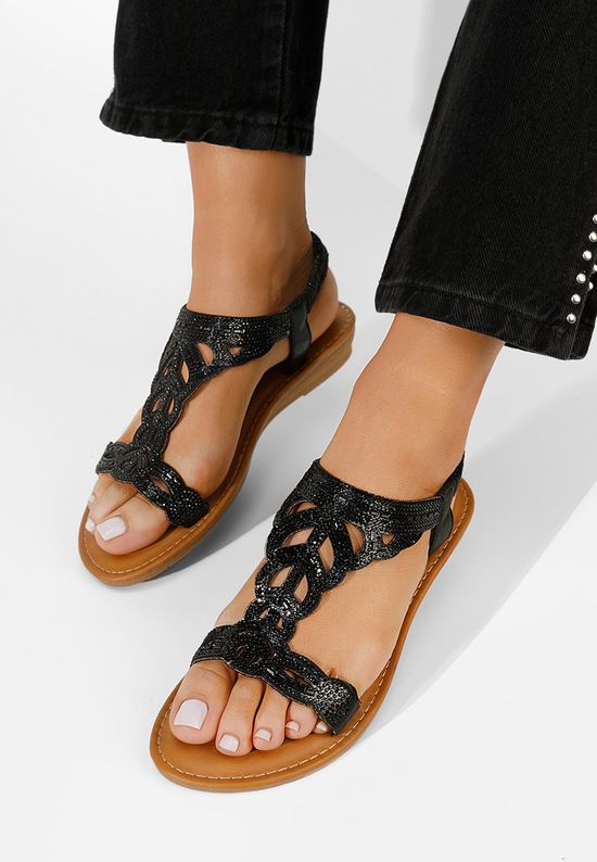 Czarne sandały płaski Tirenia, Rozmiary: 38 - zapatos