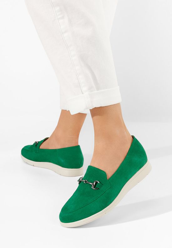 Zielone mokasyny damskie skórzane Elvia V2, Rozmiary: 38 - zapatos