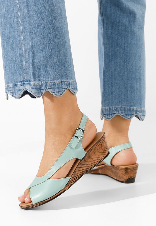Niebieski sandały damskie skórzane Rhonia, Rozmiary: 39 - zapatos