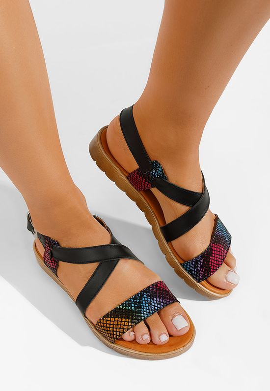 Wielokolorowy sandały damskie skórzane Tamala, Rozmiary: 38 - zapatos
