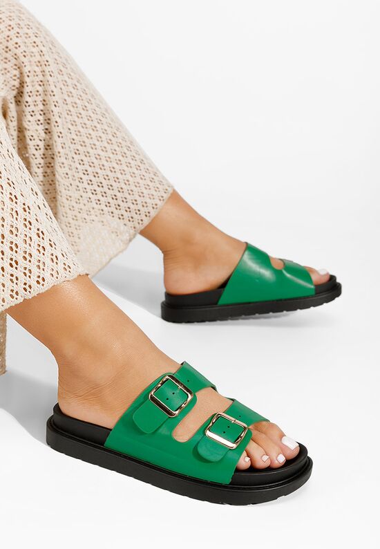 Zielone klapki damskie Corsenia, Rozmiary: 38 - zapatos