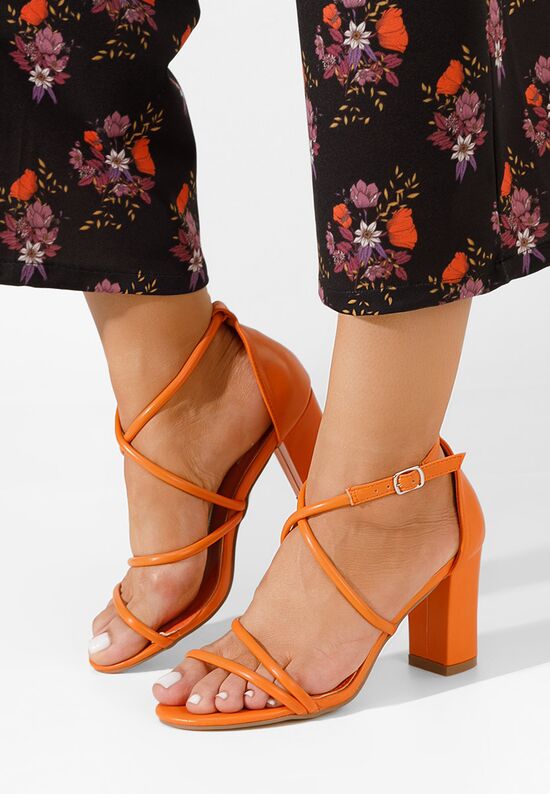 Pomarańczowe sandały na słupku Zarila, Rozmiary: 39 - zapatos