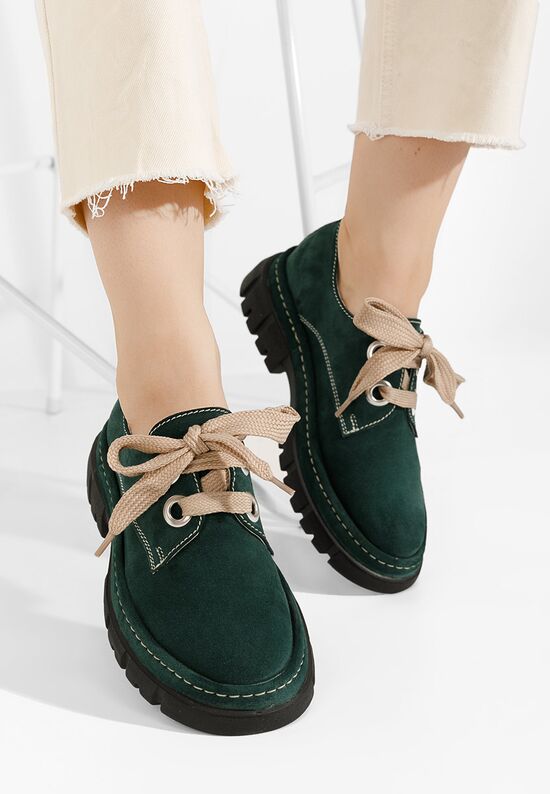 Zielone półbuty damskie skórzane Dasha, Rozmiary: 36 - zapatos