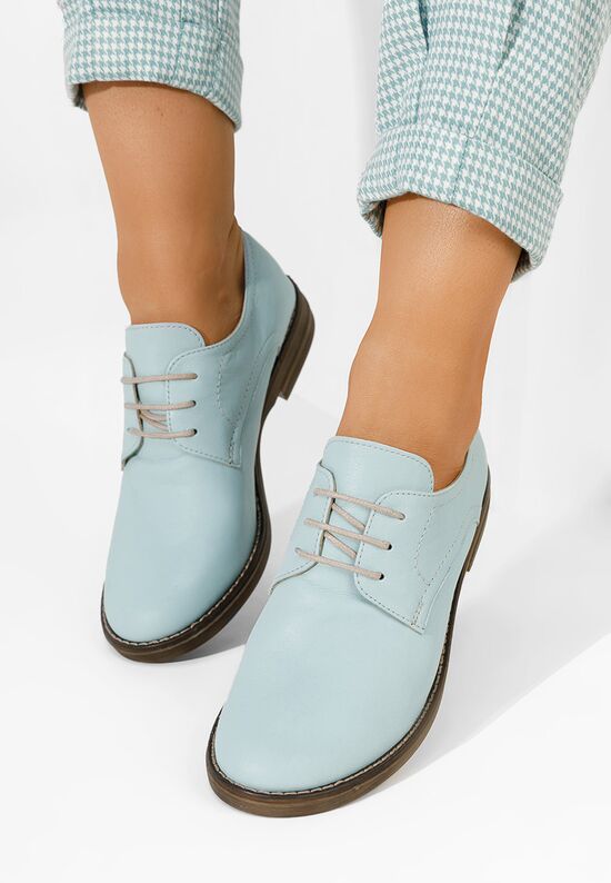 Niebieski oxfordy damskie skórzane Otivera, Rozmiary: 41 - zapatos