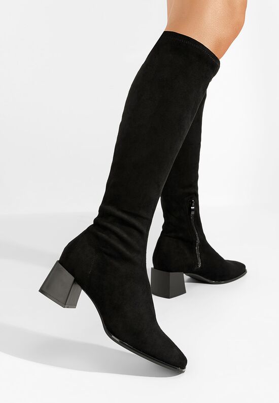 Czarne kozaki za kolano Anya, Rozmiary: 39 - zapatos