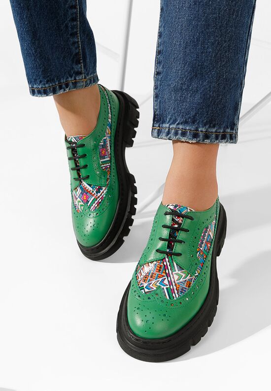 Zielone brogsy damskie Henise V5, Rozmiary: 35 - zapatos
