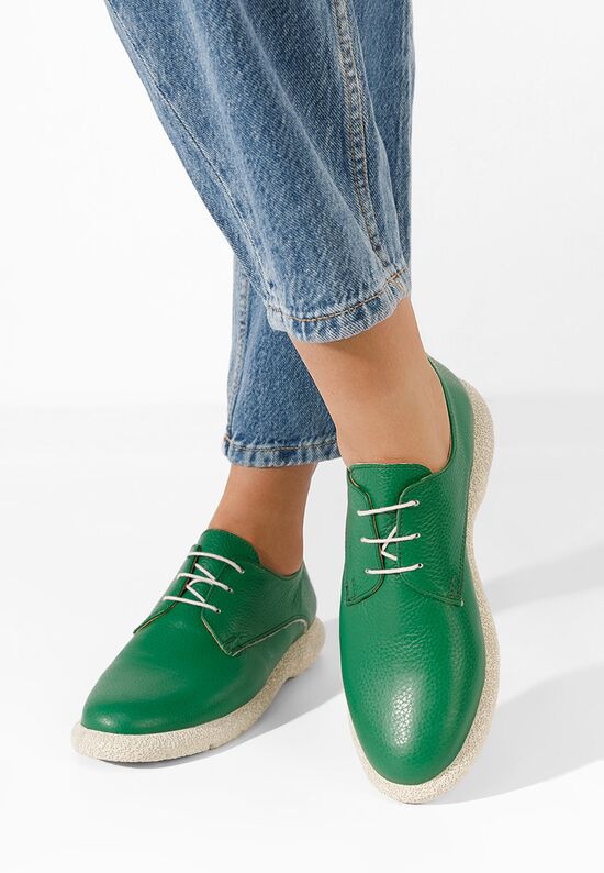 Zielone oxfordy damskie skórzane Karysa V4, Rozmiary: 39 - zapatos