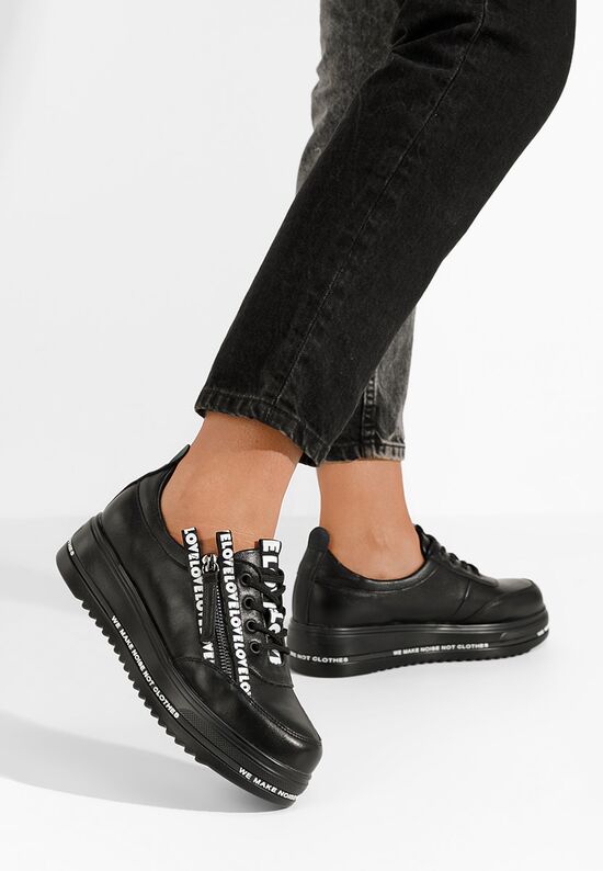 Czarne sneakersy na platformie Elova, Rozmiary: 39 - zapatos