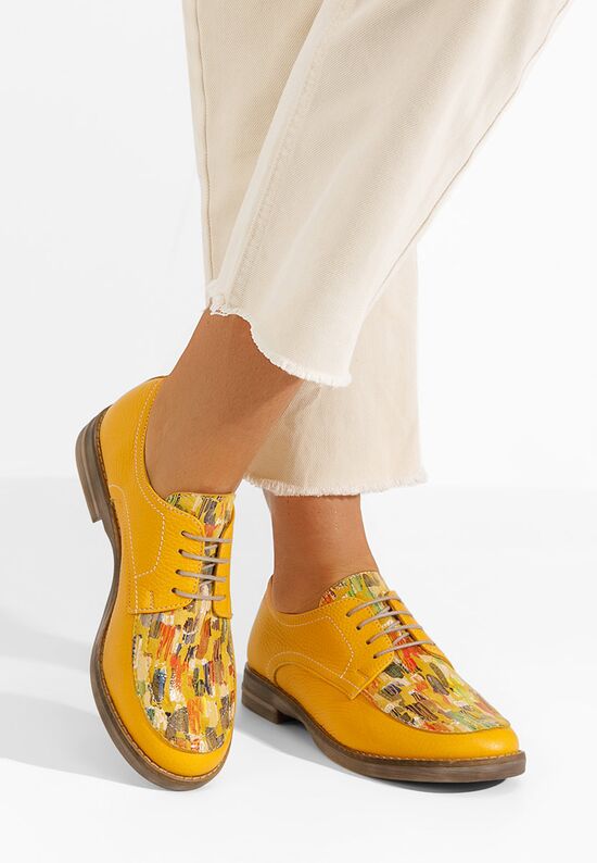Żółte oxfordy damskie skórzane Radiant, Rozmiary: 37 - zapatos