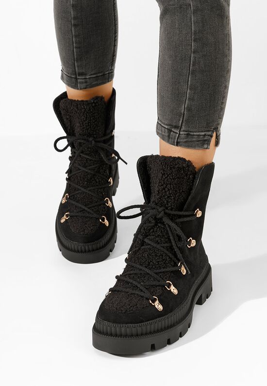 Czarne botki damskie ocieplane Winfrey, Rozmiary: 37 - zapatos