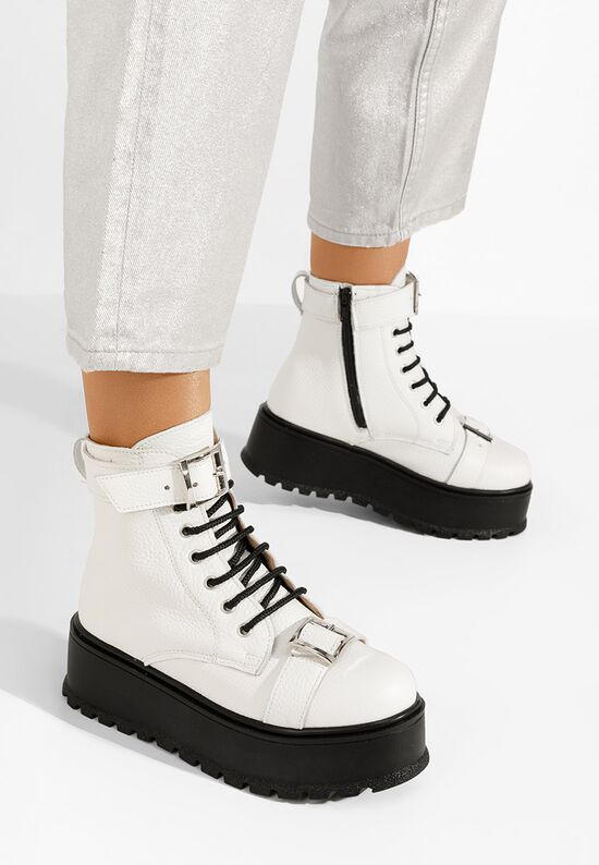 Białe botki na platformie Astrid, Rozmiary: 37 - zapatos