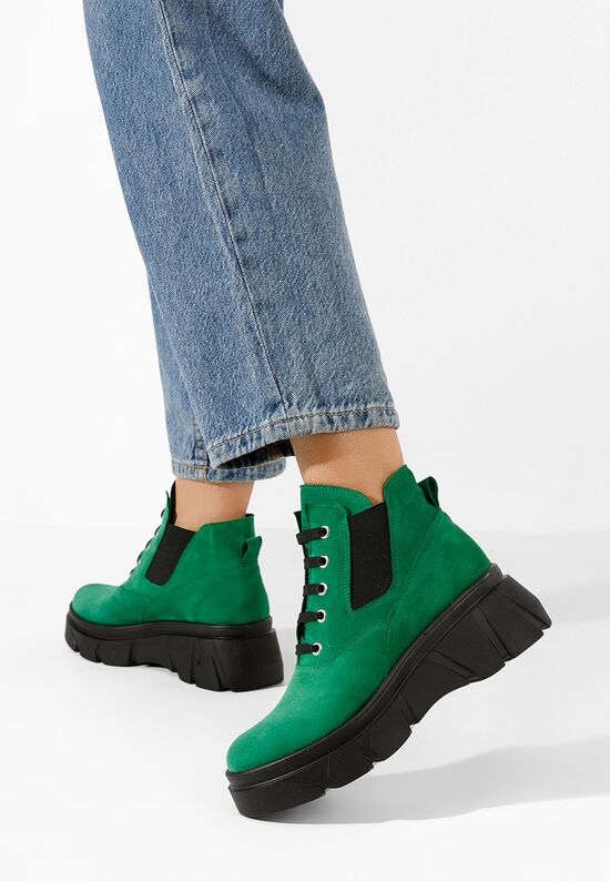 Zielone botki na platformie Melba V2, Rozmiary: 39 - zapatos
