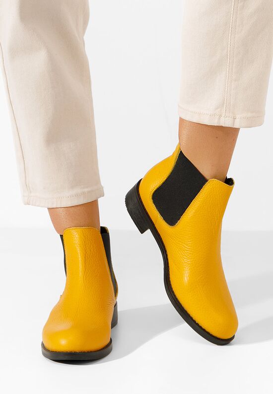 Żółte botki damskie skórzane Campina, Rozmiary: 38 - zapatos