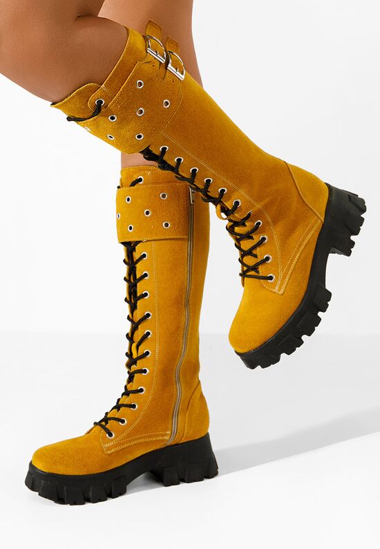 Żółte workery damskie skórzane Lucetta V2, Rozmiary: 38 - zapatos