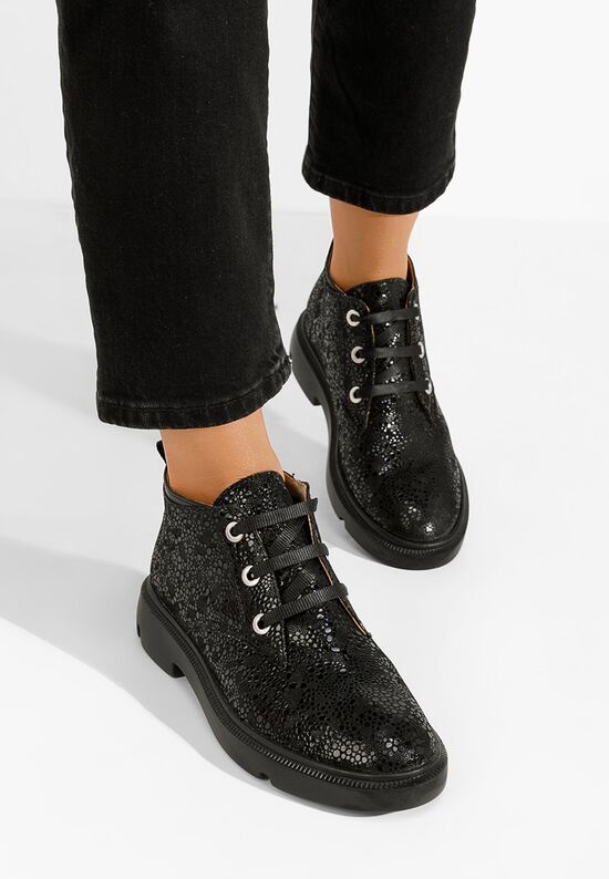 Czarne botki damskie skórzane Isara V3, Rozmiary: 41 - zapatos