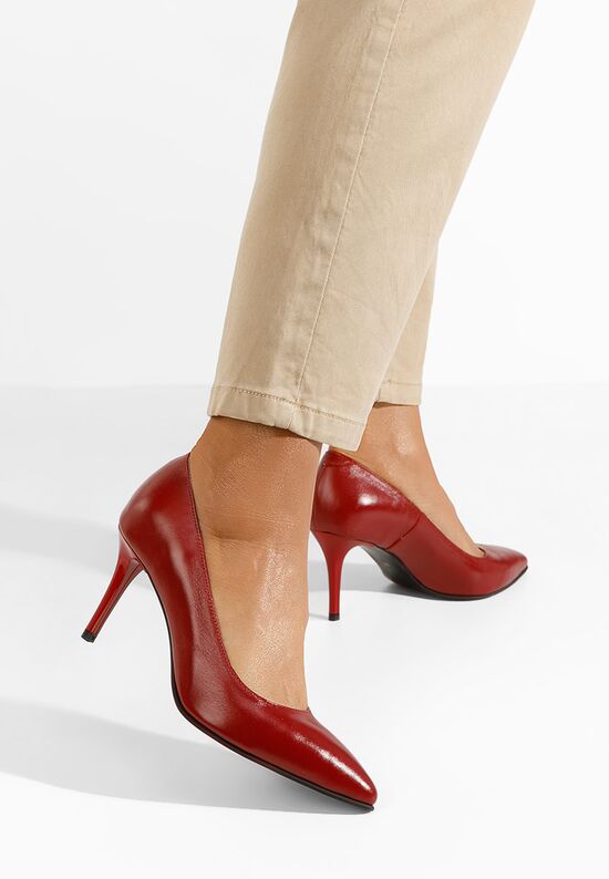 Czerwone szpilki skórzane Zigrida, Rozmiary: 40 - zapatos