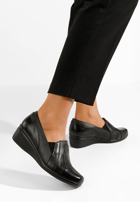 Czarne czółenka na koturnie Verenta, Rozmiary: 38 - zapatos