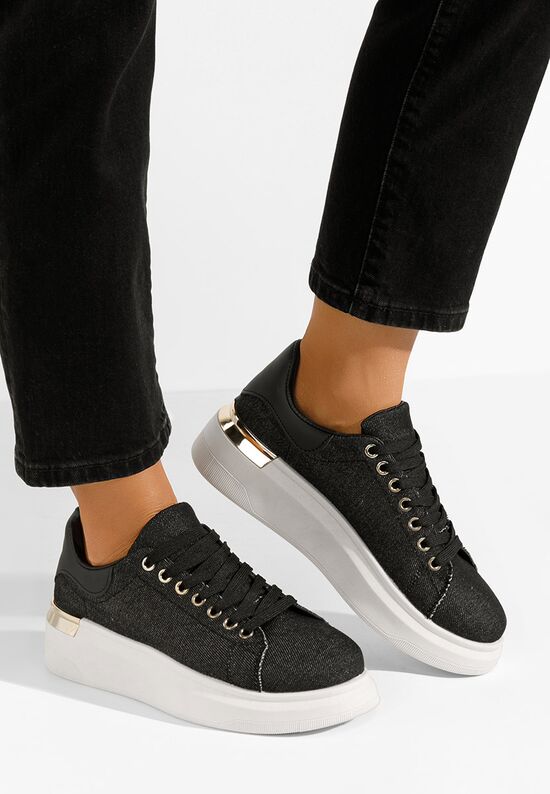 Czarne sneakersy na platformie Amria, Rozmiary: 37 - zapatos