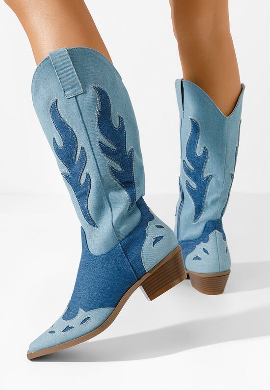 Niebieskie kozaki kowbojki damskie Celesta, Rozmiary: 37 - zapatos