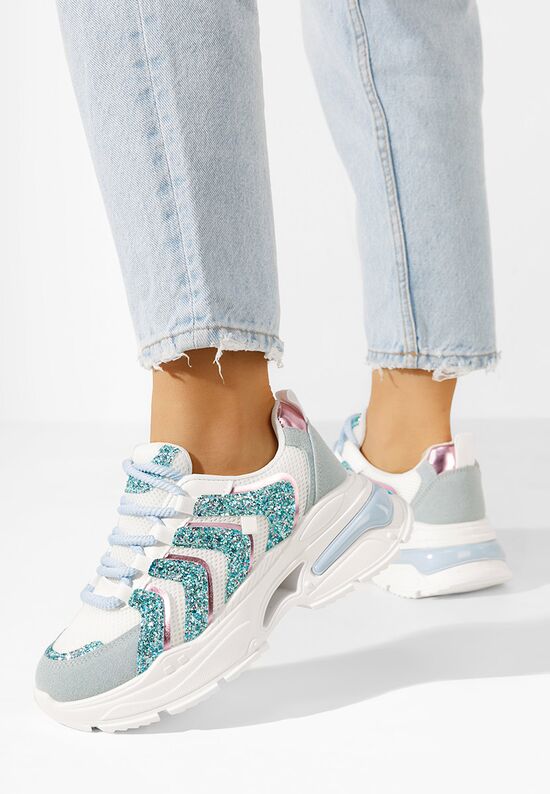 Niebieski sneakersy na platformie Aprilia, Rozmiary: 40 - zapatos