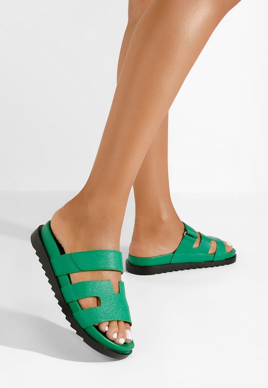 Zielone klapki damskie Denisa V2, Rozmiary: 39 - zapatos