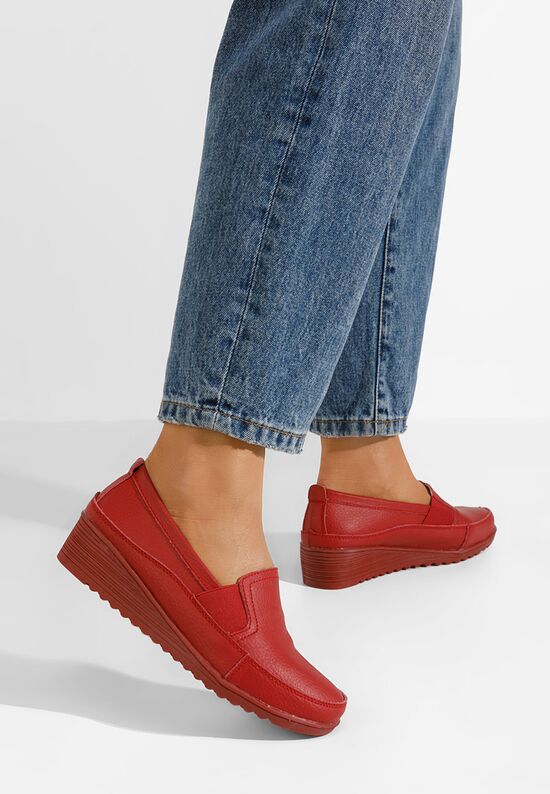 Czerwone mokasyny damskie skórzane Sonima, Rozmiary: 38 - zapatos