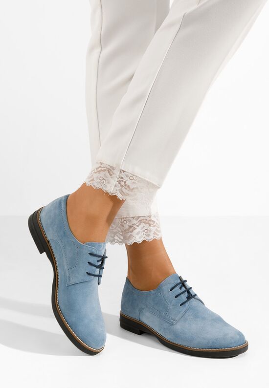 Niebieski oxfordy damskie skórzane Otivera V3, Rozmiary: 42 - zapatos