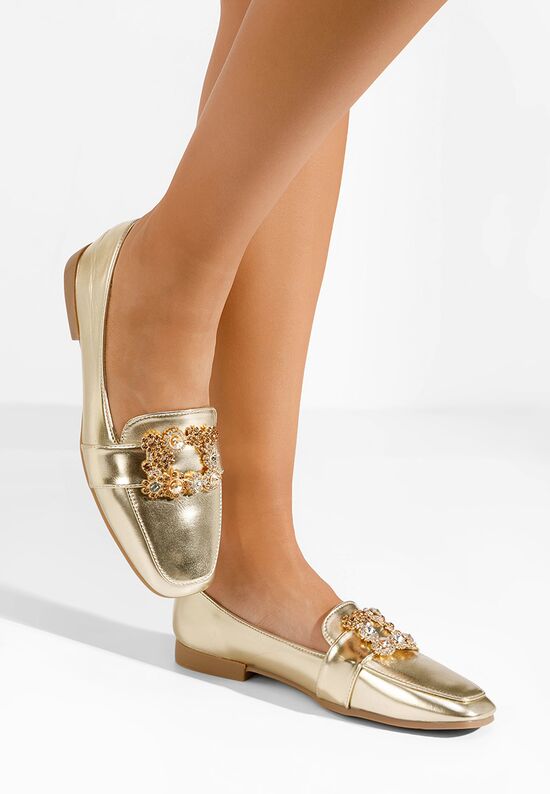 Złote eleganckie mokasyny damskie Abena, Rozmiary: 39 - zapatos