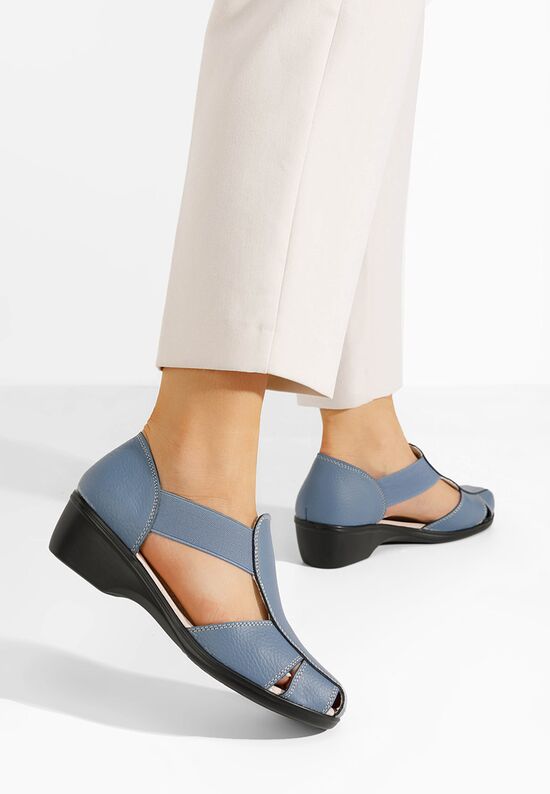 Niebieskie sandały na niskim obcasie Melona V3, Rozmiary: 40 - zapatos