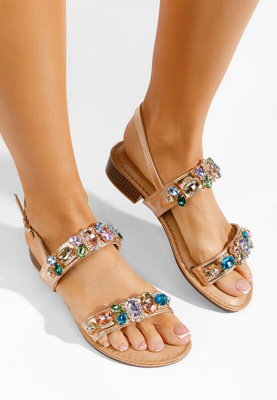 Szampańskie sandały z kryształka Lolita, Rozmiary: 40 - zapatos