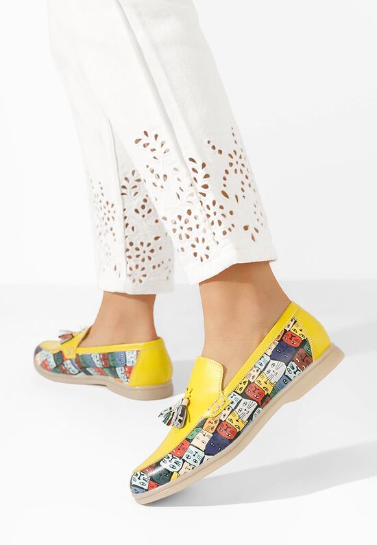 Żółte mokasyny damskie skórzane Takara, Rozmiary: 40 - zapatos