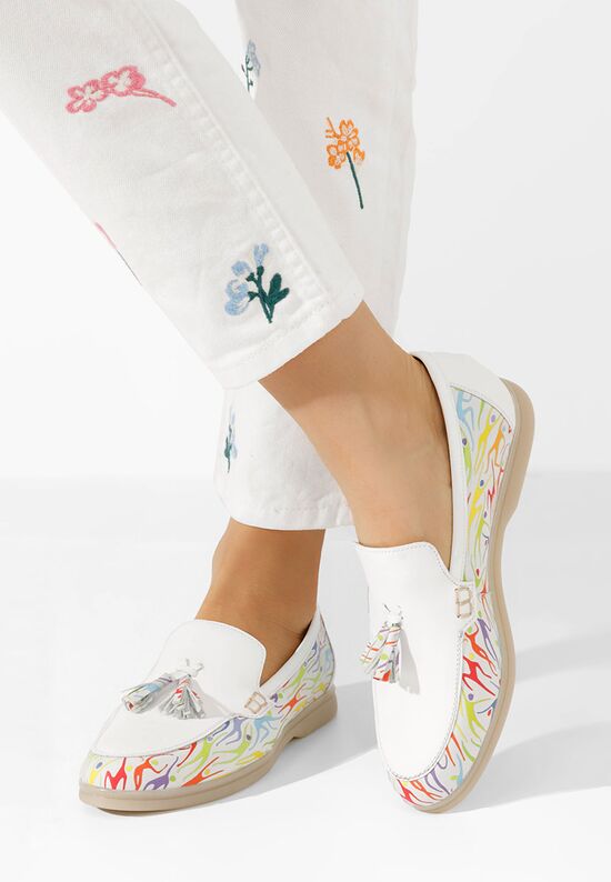 Białe mokasyny damskie skórzane Takara, Rozmiary: 39 - zapatos