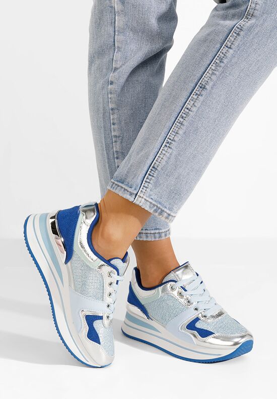 Niebieski sneakersy na platformie Daisie, Rozmiary: 38 - zapatos