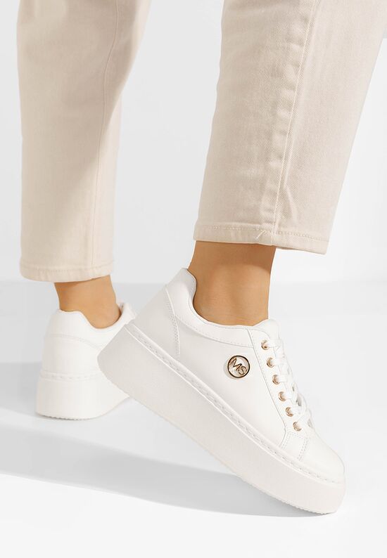 Białe sneakersy na platformie Azana V4, Rozmiary: 39 - zapatos