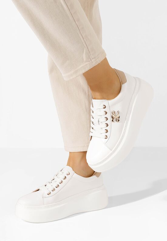 Białe sneakersy na platformie Caliana, Rozmiary: 36 - zapatos